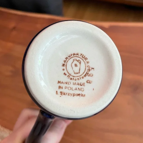 Polish Pottery Blue Floral Tall Mug - Picture 4 of 6